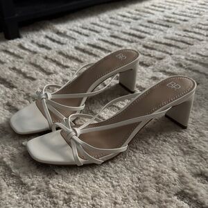 BP White Strappy Block Heels